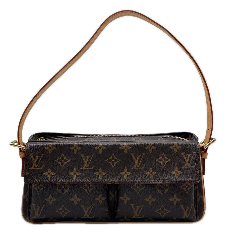 LOUIS VUITTON Monogram Viva Cite MM M51164 Handbag Brown Beige Natural Leathe...